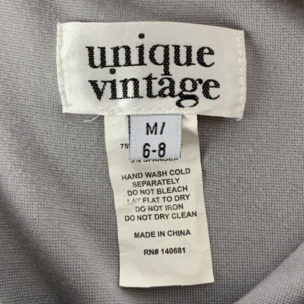 Unique Vintage Black Cat Knit Dress Medium 6-8 Gray Black Fit Flare Halloween - Picture 3 of 4